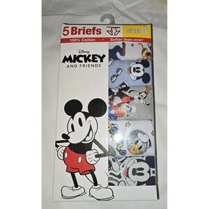 Disney Mickey & Friends Boys 5 Pack 100% Cotton Briefs Size 8